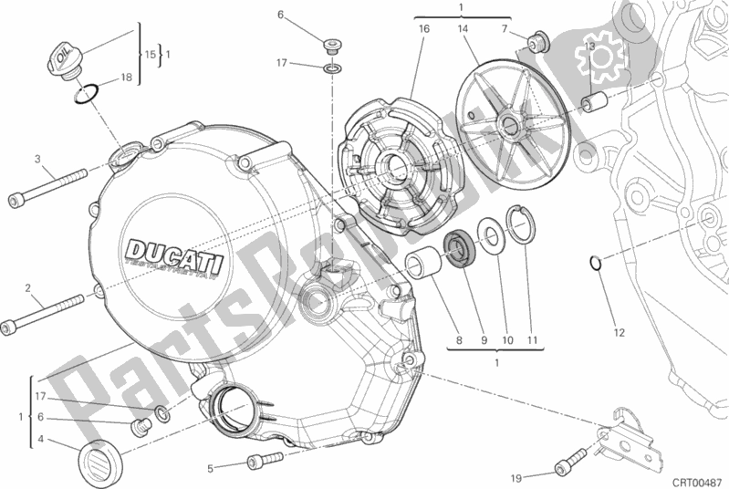 Alle onderdelen voor de Koppelingsdeksel van de Ducati Multistrada 1200 S Touring 2013